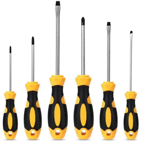 Professional 6-PCs Screwdriver Set with Magnetic Handles, Chrome Vanadium Steel, Non-Slip PP+TPR, Precision Tools