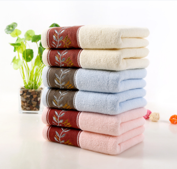 cotton high quality spun gold embroidery olive leaf hand towel