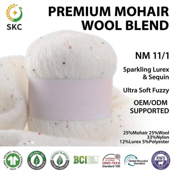 Luxo nm11/1 mohair mistura de lã fio 25% mohair 25% lã espumante lurex lantejoulas mão tricô eco-friendly moda suéteres macios