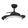 42-inch Black Modern Retractable Ceiling Fan with LED