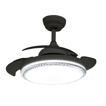 Ventilateur de plafond rétractable moderne noir de 42 pouces avec DEL