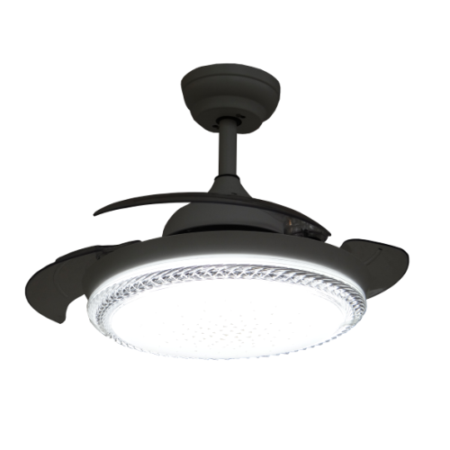 Ventilateur de plafond rétractable moderne noir de 42 pouces avec DEL