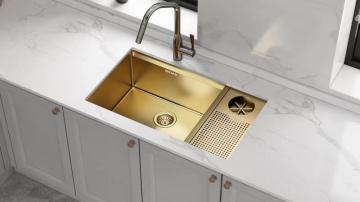 Cup Rinser Golden PVD Color Handmade Kitchen Sink