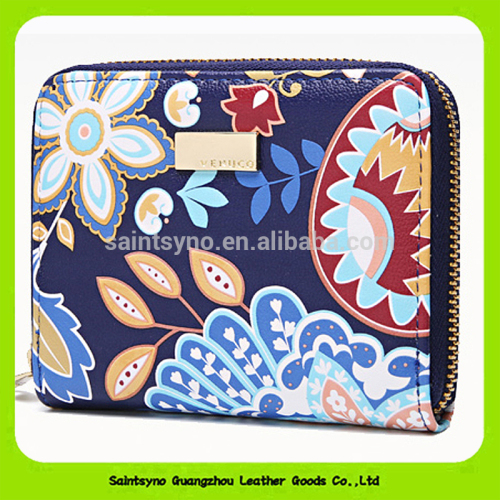 Multi function waterproof zipper pu wallet pattern lady wallet 15735