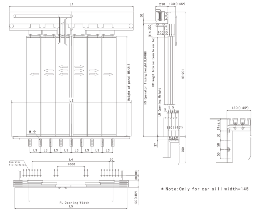 Six Panels Centre Opening Car Door-drawing