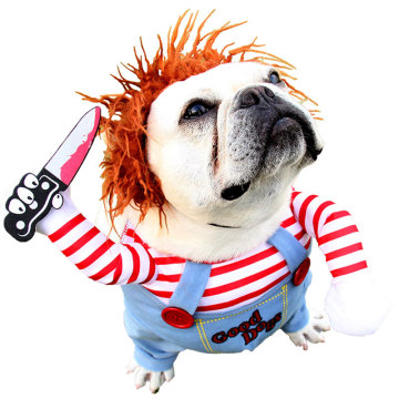 Halloween Pet Dog Costume: Funny Doll Holding a Knife for Cosplay Fun