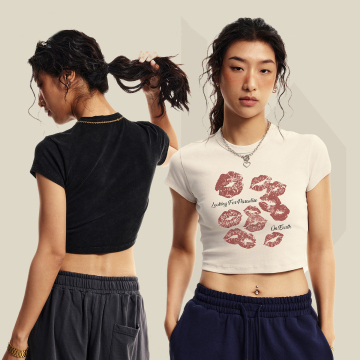 Custom Graphic DTG Printed Logo Women's Crop Top T-Shirts