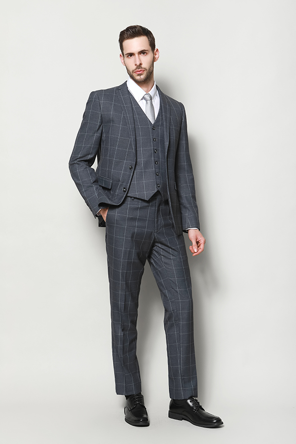 MEN'S BIG CHECK THIN STRIPE FASHION JACKET AND TROUSER