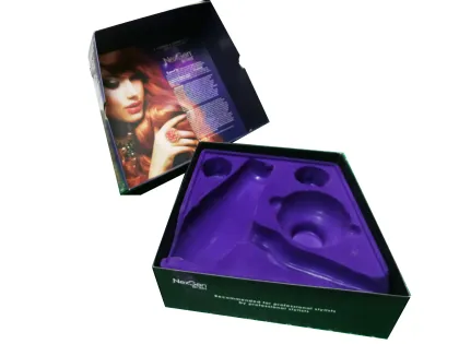 Hairdryer Corrugated box with flocked tray