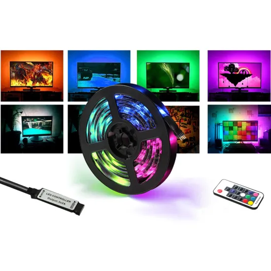 5V 5M 5050 RGB Music Sync Color Changing LED Strip Light with Remote and App Control