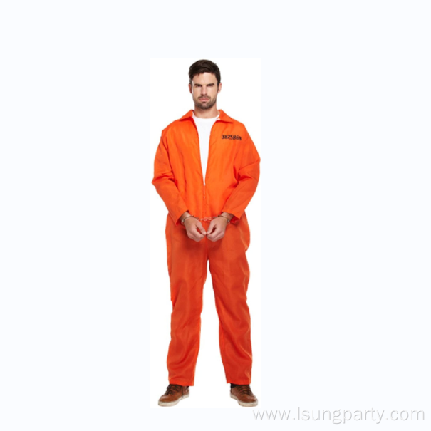 Adult Mens Orange Convict Suit Prisoner Overalls