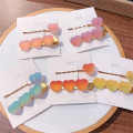 2 Pcs/set Soft Candy Pure Color Peach Heart Clip Duckbill Clip Set Small Fresh Hair Accessories 5 Colors Headware Hairpins