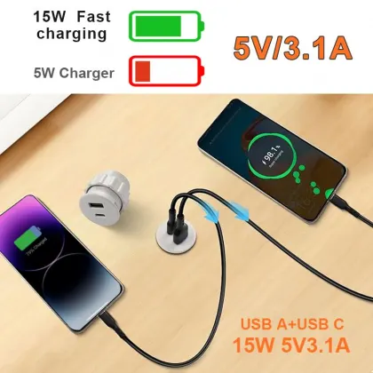 Small Open Hole Round Sol Ring Socket USB Sofa Extension Power Station Furniture Power Socket