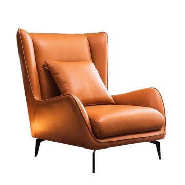Upholstered Leather Living Room Lounge Chair with Metal Legs