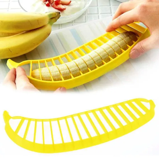 Yellow commercial manual vertical banana chips slicer