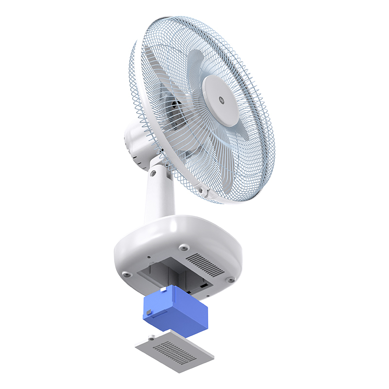 Rechargeable 14 inch Electric Oscillating Solar Fan with Light and Bulbs