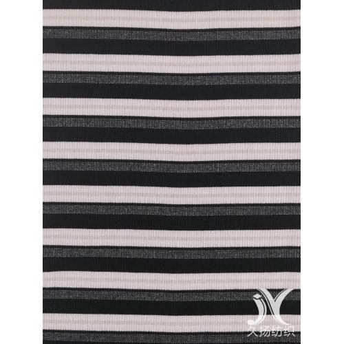 Stripe Metallic Rib Knit Fabric