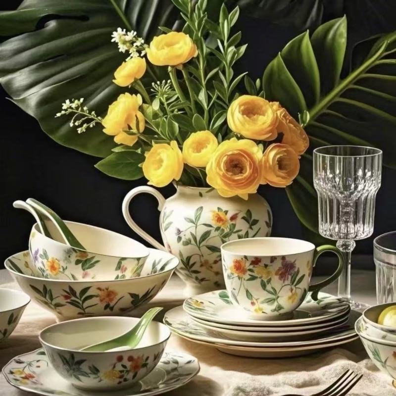 Elegant Blue Floral High-end Porcelain Tableware