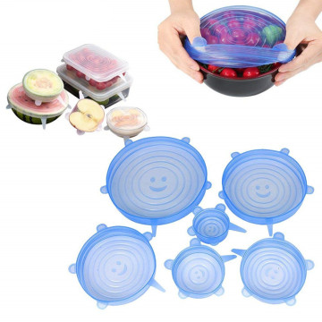 6PCS/3PCS Silicone Stretch Lids Reusable Airtight Food Wrap Covers Keeping Fresh Seal Bowl Stretchy Wrap Cover Kitchen Cookware