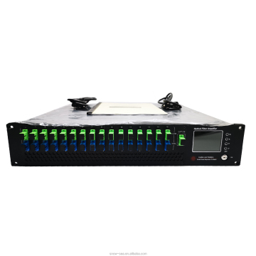 19'' 2U 1550nm 16x19dBm Gain CATV EDFA Optical Amplifier with WDM, AGC, Dual Power Supply, and Network Management