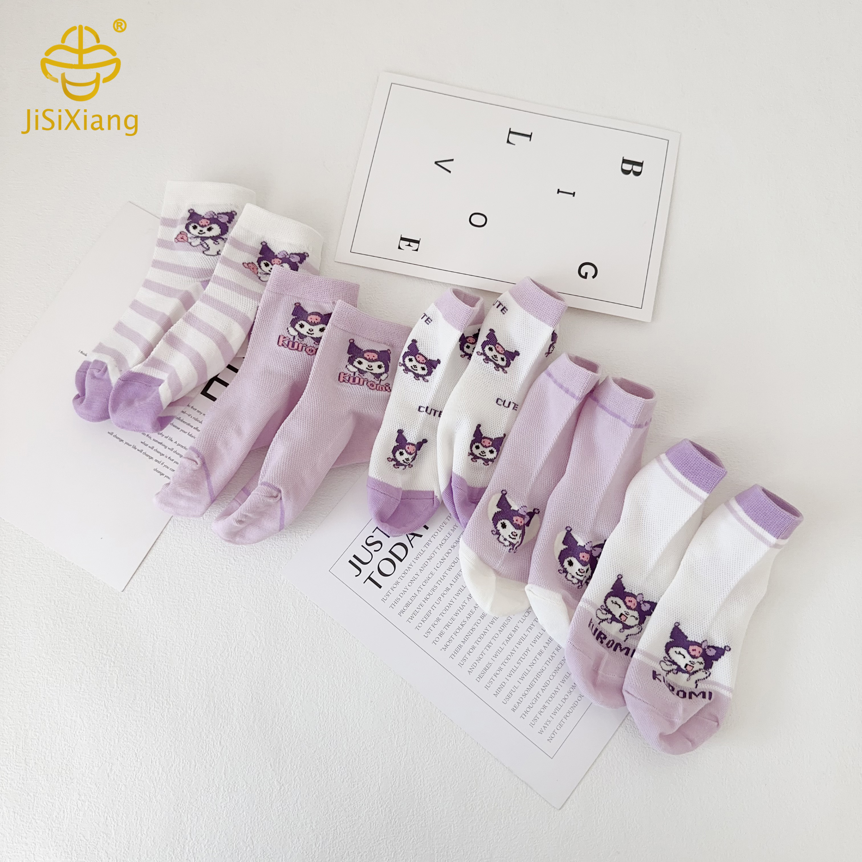 Korean version cartoon Kuromi short socks for girls boneless socks