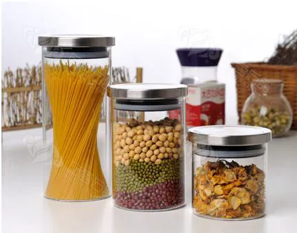 Hot sale glass Jar with wood lid , glass canister