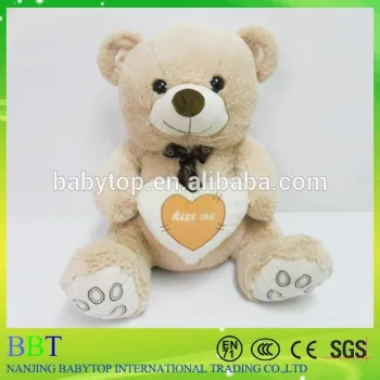 2015 wholesale custom animal toy, chubby plush bear with heart, high quality stuffed teddy bear