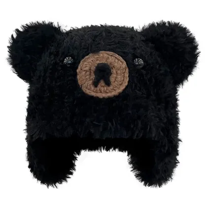 Korean Cute Bear Ear Warm Woolen Hats for Autumn and Winter