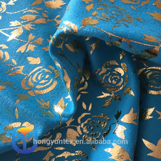 Tricot brush fabric with gold hot stamping