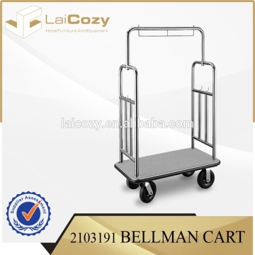 High Quality Stainless Steel Bellman Trolley Used Hotel Luggage Cart