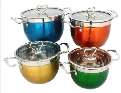 Colorful 5 Piece Cooks Stainless Steel Cookware Set
