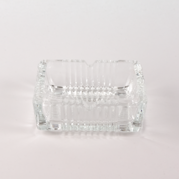 Custom Logo Manufacturer Square Crystal Clear Glass Ashtray