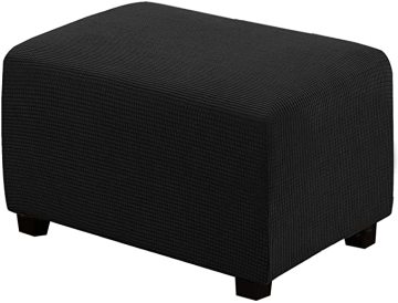 Jacquard Checked Stretch Storage Ottoman Covers Slipcovers