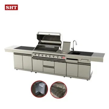 Outdoor Gas 8 Burners Barbecue Grill Home Use with Refrigerator