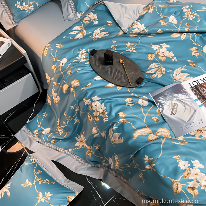 Borong murah dibasuh Tencel Comforter tempat tidur set