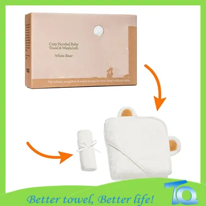 Bamboo Fiber Baby Hooded Towel With Embroideried