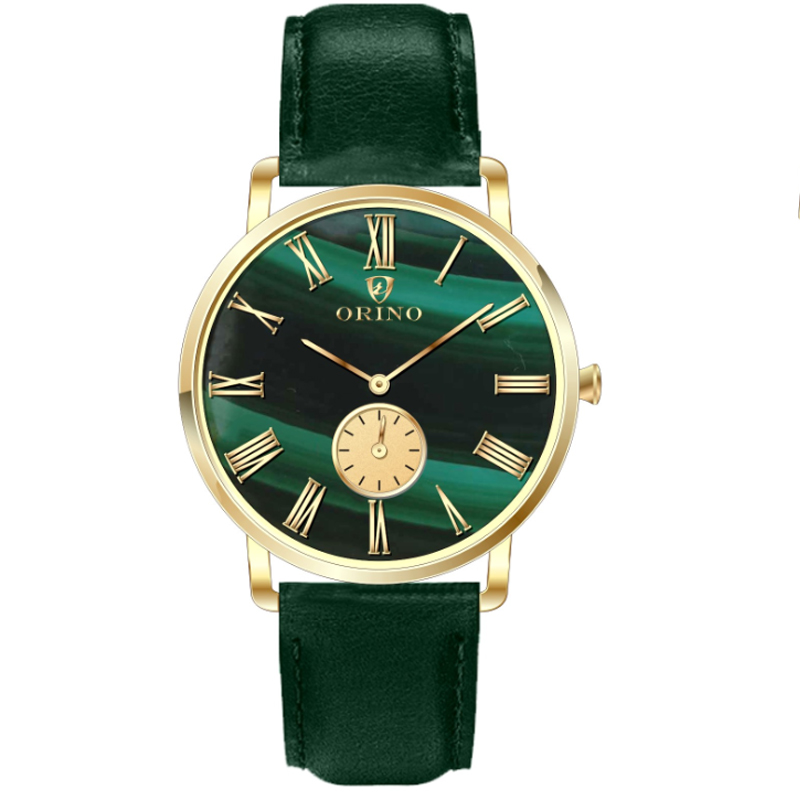 Reloj del hombre de cuarzo de piedra preciosa malachita natural