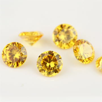 Harga pabrik warna emas kuning kubik zirkonia bulat cemerlang memotong batu permata longgar - 1000 pcs/tas