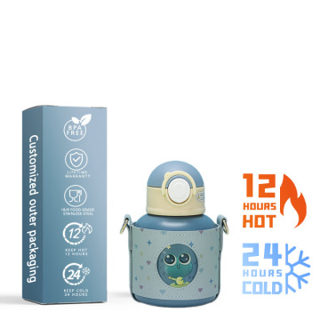 Botella de agua de acero inoxidable aislada para niños: vaso de 24 oz con taza de termo de té