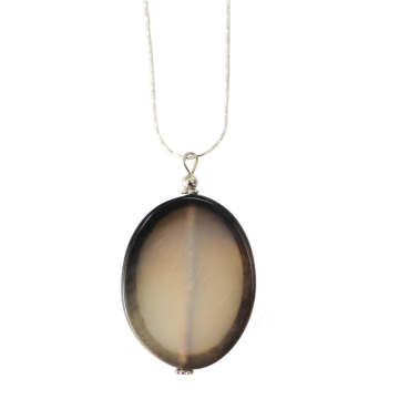 Natural Gemstone Agate Necklace with Silver Chain