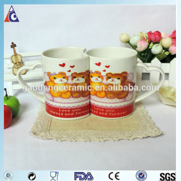Romatic ceramic couple mug with heart shape