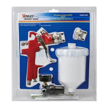 KIT VOYLET H827: pistola a spruzzo HVLP alimentazione a gravità professionale con ugello SS e regolatore dell'aria