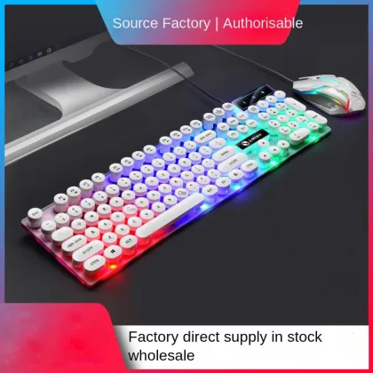 104-Key Wired Mixed Color Luminous Mechanical Keyboard for eSports and Office Use