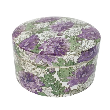 Elegant Colorful Painted Peony Pattern Ceramic Jewelry Case Round Candy Container