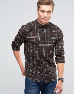 Custom New Design Long Sleeve Mens Pre-Shrunk 100% Cotton Longline Grid Check Print Comfort Fit Casual Shirts