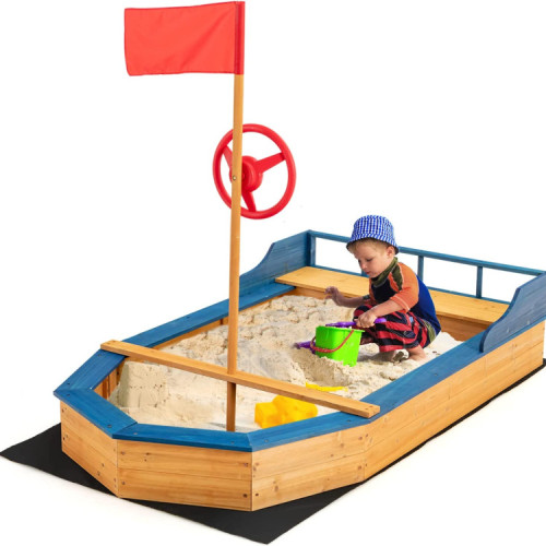 海賊ボートウッドサンドボックス裏庭用の屋外プレイセット