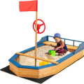 Pirate Boat Wood Sandbox Outdoor Playset for Backyard