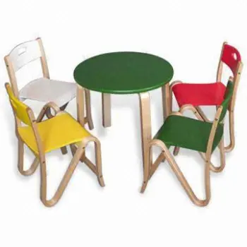 Wooden Chairs and Table Set, Available in Various Colors and Designs