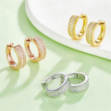 Fabrikdirekte 925 Sterling Silber Moissanit Gold plattierte Reifenoopringe