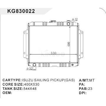 auto parts of radiator car:ISUZU SAILING PICKUP(GAS)
